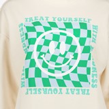 Dames sweater met smiley ecru groen