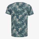 Heren T-shirt met bladeren print blauw