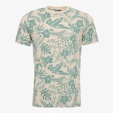 Heren T-shirt met bladeren print zand