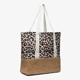 Strandtas met panterprint bruin