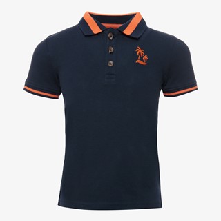 Unsigned jongens polo donkerblauw oranje