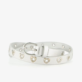 Meisjes riem wit met hartjes