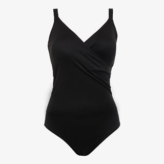 Osaga voorgevormd dames badpak met overslag zwart