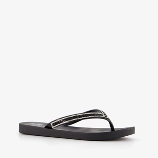 Dames slippers met strass steentjes zwart