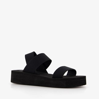 Dames sandalen met plateauzool zwart