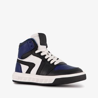 Groot hoge leren jongens sneakers blauw zwart