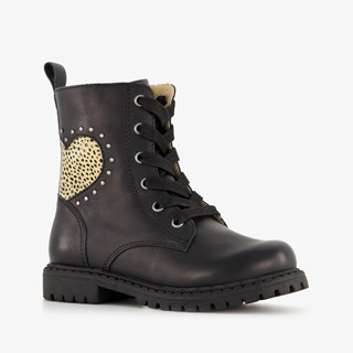 TwoDay leren meisjes veterboots zwart