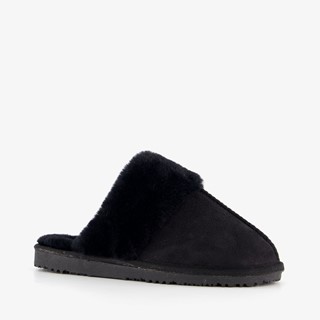 Thu!s dames sloffen met imitatiebont zwart