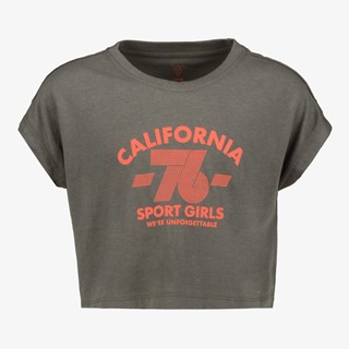 Osaga cropped meisjes sport T-shirt grijs