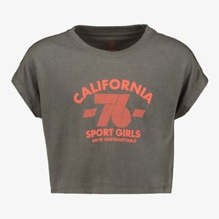 Osaga cropped meisjes sport T-shirt grijs