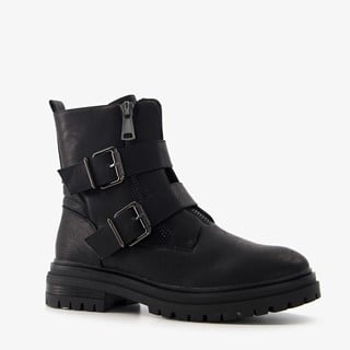 Blue Box dames biker boots met ritsen zwart