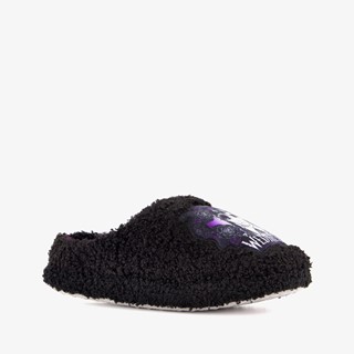 Wednesday kinder teddy pantoffels zwart