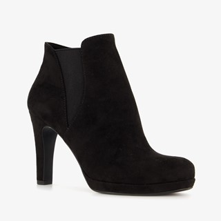 Tamaris dames enkellaarsjes met hoge hak zwart