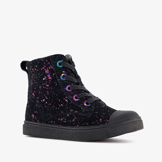 TwoDay hoge leren meisjes sneakers met glitter