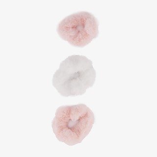 Fluffy meisjes scrunchies roze wit 3-pack