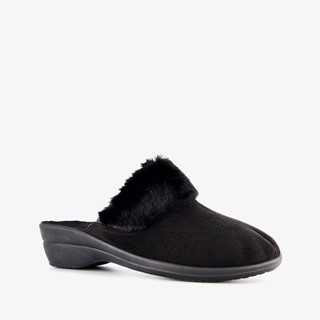 Thu!s dames pantoffels met imitatiebont zwart