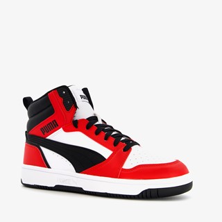 Puma Rebound V6 Mid jongens sneakers rood zwart