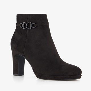 Tamaris dames enkellaarsjes met hak zwart