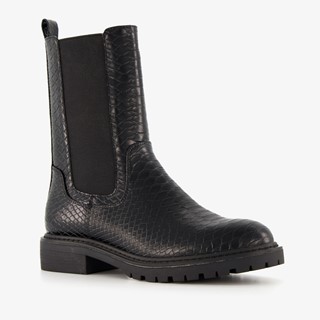 Blue Box dames croco chelsea boots zwart