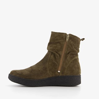 Hush Puppies suede dames enkellaarsjes groen
