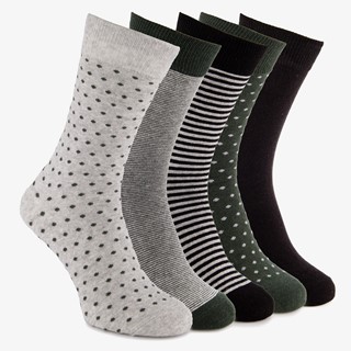 5 paar herensokken met print grijs