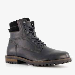 Van Beers leren heren veterboots zwart