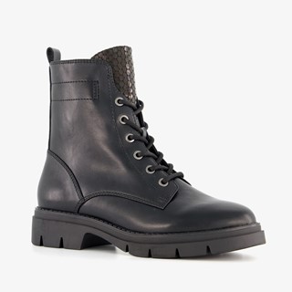 Tamaris dames veterboots zwart goud