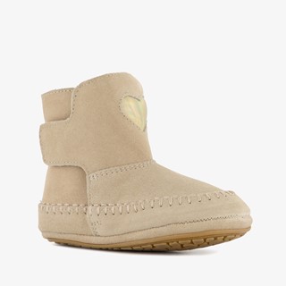 Groot leren meisjes babyschoenen beige