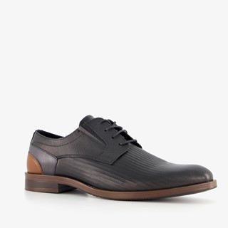Van Beers leren heren veterschoenen zwart dessin