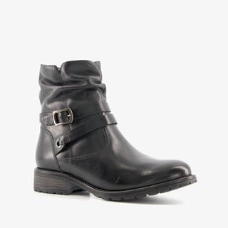 Hush Puppies leren enkellaarsjes met gesp zwart