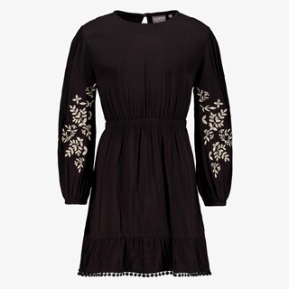 TwoDay meisjes jurk zwart met geborduurde details