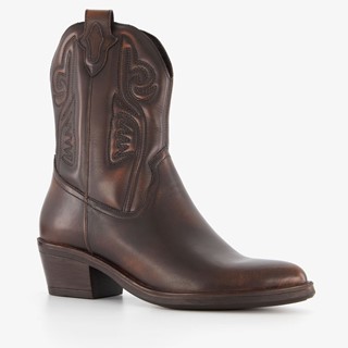 Harper leren dames western laarsjes bruin