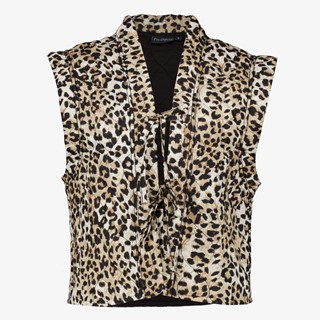 TwoDay dames gilet met strikjes luipaardprint