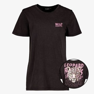 TwoDay dames T-shirt acid wash zwart met backprint