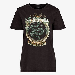 TwoDay dames T-shirt acid wash zwart met print