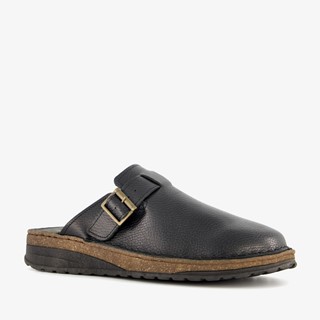 Hush Puppies leren heren pantoffels zwart
