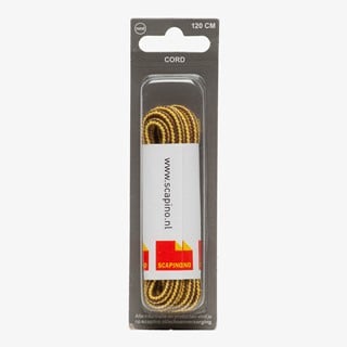 Bruin gele veters rond 120 cm