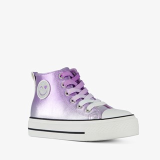 Blue Box hoge meisjes sneakers paars smiley