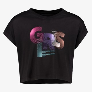 Osaga meisjes cropped sport T-shirt zwart