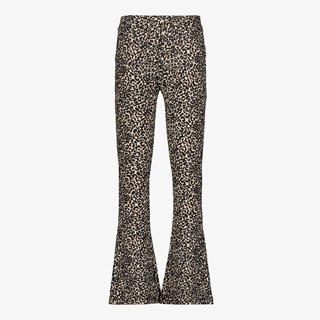 TwoDay flared meisjes broek met panterprint beige