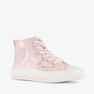 Blue Box hoge meisjes sneakers roze met hartjes