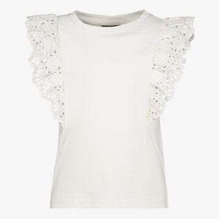 TwoDay meisjes T-shirt met broderie mouwen wit