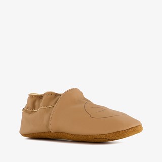 Groot leren babyschoenen met vosje cognac