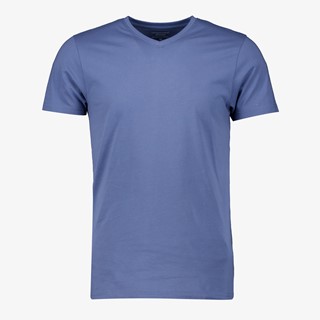 Unsigned heren T-shirt blauw V-hals katoen