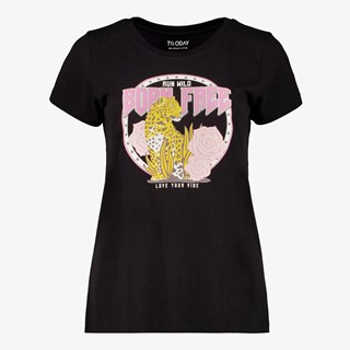 TwoDay dames T-shirt met luipaard zwart
