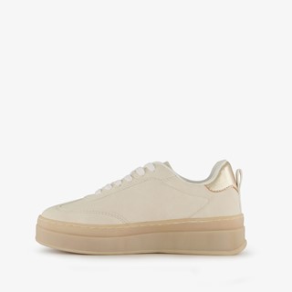 Blue Box dames sneakers plateauzool beige goud