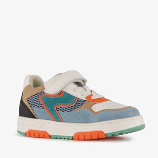 Braqeez leren jongens sneakers blauw beige