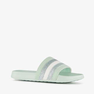 Meisjes badslippers met glitters mintgroen