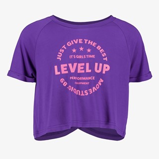 Osaga cropped meisjes sport T-shirt paars