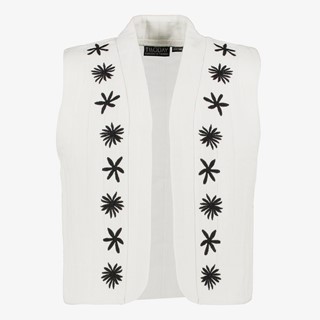TwoDay meisjes jaquard gilet wit zwart